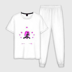 Мужская пижама хлопок с принтом Just A Girl Sketching в Екатеринбурге, 100% хлопок | брюки и футболка прямого кроя, без карманов, на брюках мягкая резинка на поясе и по низу штанин
 | Тематика изображения на принте: a | anime | geek | gift | girl | hot | just | kawai | logo | loves | merch | otaku | sketching | tyan | who | аниме | девушка | действительно | кавай | которая | любит | подарок | просто | скетч | тян | тянка