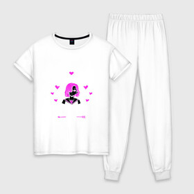 Женская пижама хлопок с принтом Just A Girl Sketching в Екатеринбурге, 100% хлопок | брюки и футболка прямого кроя, без карманов, на брюках мягкая резинка на поясе и по низу штанин | a | anime | geek | gift | girl | hot | just | kawai | logo | loves | merch | otaku | sketching | tyan | who | аниме | девушка | действительно | кавай | которая | любит | подарок | просто | скетч | тян | тянка