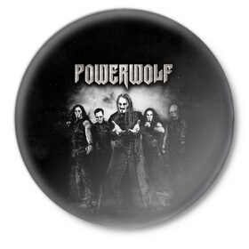 Значок с принтом Powerwolf в Екатеринбурге,  металл | круглая форма, металлическая застежка в виде булавки | heavy metal | metal | powerwolf | группы | метал | музыка | пауэр метал | рок | хеви метал