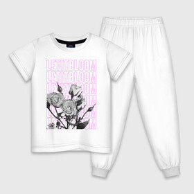 Детская пижама хлопок с принтом LETITBLOOM в Екатеринбурге, 100% хлопок |  брюки и футболка прямого кроя, без карманов, на брюках мягкая резинка на поясе и по низу штанин
 | 8 марта | весна | девушке | женский | мама | подарок | топ | тренд | феминизм | цветы
