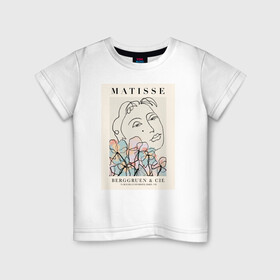 Детская футболка хлопок с принтом MATISSE в Екатеринбурге, 100% хлопок | круглый вырез горловины, полуприлегающий силуэт, длина до линии бедер | 8 марта | весна | девушке | женский | картина | мама | матисс | подарок | топ | тренд | феминизм | художник | цветы