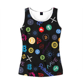 Женская майка 3D с принтом BITCOIN PATTERN | БИТКОИН(Z) в Екатеринбурге, 100% полиэстер | круглая горловина, прямой силуэт, длина до линии бедра | binance coin | bitcoin | blockchain | btc | cardano | crypto | ethereum | litecoin | polkadot | tether | xrp | биткоин | блокчейн | валюта | деньги | криптовалюта | майнер | майнинг | цифровая валюта | цифровое золото | эфир