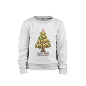 Детский свитшот хлопок с принтом Avocado Christmas Tree в Екатеринбурге, 100% хлопок | круглый вырез горловины, эластичные манжеты, пояс и воротник | claus | cute | nature | new year | santa | tree | авокадо | адвокадо | дед мороз | дед отмороз | ёлка | ель | из авокадо | колпак | косточка | милота | милые авокадо | новый год | прикол | природа | рождественское дерево