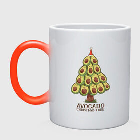 Кружка хамелеон с принтом Avocado Christmas Tree в Екатеринбурге, керамика | меняет цвет при нагревании, емкость 330 мл | claus | cute | nature | new year | santa | tree | авокадо | адвокадо | дед мороз | дед отмороз | ёлка | ель | из авокадо | колпак | косточка | милота | милые авокадо | новый год | прикол | природа | рождественское дерево