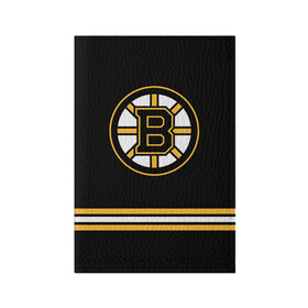 Обложка для паспорта матовая кожа с принтом Бостон Брюинз (Форма1) в Екатеринбурге, натуральная матовая кожа | размер 19,3 х 13,7 см; прозрачные пластиковые крепления | nhl | бостон брюинз | бостон брюинз форма | нхл | хоккей
