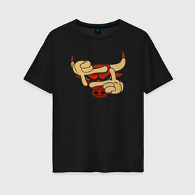 Женская футболка хлопок Oversize с принтом Чикаго Буллз в Екатеринбурге, 100% хлопок | свободный крой, круглый ворот, спущенный рукав, длина до линии бедер
 | chicago bulls | nba | баскетбол | быки | нба | чикаго буллз