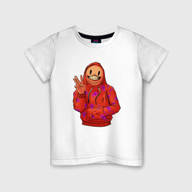 Детская футболка хлопок с принтом Арт пакман в Екатеринбурге, 100% хлопок | круглый вырез горловины, полуприлегающий силуэт, длина до линии бедер | арт | оранжевый | пакман | парень | три | человек