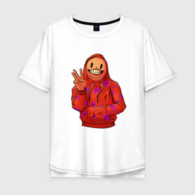 Мужская футболка хлопок Oversize с принтом Арт пакман в Екатеринбурге, 100% хлопок | свободный крой, круглый ворот, “спинка” длиннее передней части | арт | оранжевый | пакман | парень | три | человек