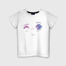 Детская футболка хлопок с принтом Anime Eye в Екатеринбурге, 100% хлопок | круглый вырез горловины, полуприлегающий силуэт, длина до линии бедер | anime | cute | eye | face | girl | аниме | арт | брови | взгляд | глаза | девушка | лицо | милое | подмигивает | подмигивание | смущение | улыбка | флирт
