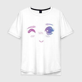 Мужская футболка хлопок Oversize с принтом Anime Eye в Екатеринбурге, 100% хлопок | свободный крой, круглый ворот, “спинка” длиннее передней части | anime | cute | eye | face | girl | аниме | арт | брови | взгляд | глаза | девушка | лицо | милое | подмигивает | подмигивание | смущение | улыбка | флирт