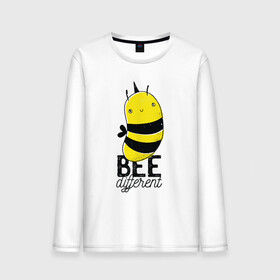 Мужской лонгслив хлопок с принтом Be Different - Прикол с пчелой в Екатеринбурге, 100% хлопок |  | art | bee | cute | hornet | lettering | pun | retro | vintage | wasp | арт | будь другим | будь разным | винтаж | все разные | выделяйся | игра слов | иллюстрация | каламбур | леттеринг | насекомое | оса | отличайся | пчела | пчелка