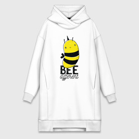 Платье-худи хлопок с принтом Be Different   Прикол с пчелой в Екатеринбурге,  |  | art | bee | cute | hornet | lettering | pun | retro | vintage | wasp | арт | будь другим | будь разным | винтаж | все разные | выделяйся | игра слов | иллюстрация | каламбур | леттеринг | насекомое | оса | отличайся | пчела | пчелка