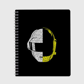 Тетрадь с принтом Daft Punk в Екатеринбурге, 100% бумага | 48 листов, плотность листов — 60 г/м2, плотность картонной обложки — 250 г/м2. Листы скреплены сбоку удобной пружинной спиралью. Уголки страниц и обложки скругленные. Цвет линий — светло-серый
 | Тематика изображения на принте: cyberpunk | daft | daftpunk | electronic | get | guy | guy manuel | human | lucky | music | punk | robot | rock | thomas | дафт | дафтпанк | киберпанк | музыка | ню диско | панк | робот | рок | техно | томас | электро | электроник рок