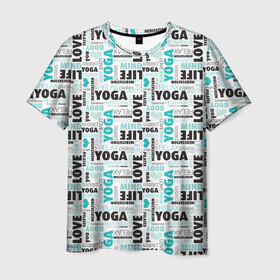 Мужская футболка 3D с принтом YOGA в Екатеринбурге, 100% полиэфир | прямой крой, круглый вырез горловины, длина до линии бедер | аум | брахма | будда | буддист | веган | вишну | ганеша | гимнастика | индиго | индуизм | инь янь | йога | лотос | мантра | медитация | нирвана | ом | просветление | психоделика | санскрит | третий глаз