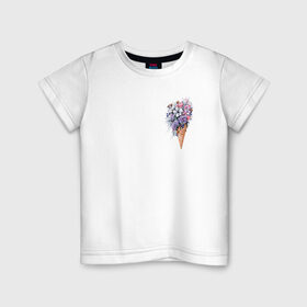 Детская футболка хлопок с принтом Цветочное мороженое в Екатеринбурге, 100% хлопок | круглый вырез горловины, полуприлегающий силуэт, длина до линии бедер | flo | flowers | растения | флористика | цветение | цветы