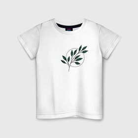 Детская футболка хлопок с принтом Leaves в Екатеринбурге, 100% хлопок | круглый вырез горловины, полуприлегающий силуэт, длина до линии бедер | flo | flowers | растения | флористика | цветение | цветы