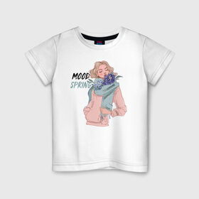 Детская футболка хлопок с принтом Весеннее настроение в Екатеринбурге, 100% хлопок | круглый вырез горловины, полуприлегающий силуэт, длина до линии бедер | 8 марта | весна | девушке | женский | мама | подарок | топ | тренд | феминизм | цветы