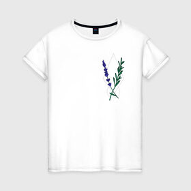 Женская футболка хлопок с принтом Лаванда в Екатеринбурге, 100% хлопок | прямой крой, круглый вырез горловины, длина до линии бедер, слегка спущенное плечо | flo | flowers | растения | флористика | цветение | цветы