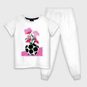 Детская пижама хлопок с принтом цветы в вазе в Екатеринбурге, 100% хлопок |  брюки и футболка прямого кроя, без карманов, на брюках мягкая резинка на поясе и по низу штанин
 | Тематика изображения на принте: 8 марта | весна | девушке | женский | мама | подарок | топ | тренд | феминизм | цветы
