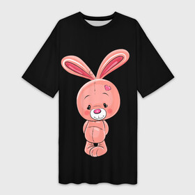 Платье-футболка 3D с принтом ЗАЙЧИК в Екатеринбурге,  |  | animal | baby rabbits | beast | bunny | cat | cute | fluffy | hare | hunter | lion | lion cub | lion king | mane | pink | predator | rabbit | red | tail | yellow | зайк | зайка | зайчик | заяц | кролик | кроль | крольчата | розовый