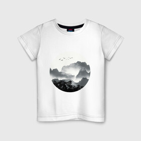 Детская футболка хлопок с принтом Абстрактная природа в Екатеринбурге, 100% хлопок | круглый вырез горловины, полуприлегающий силуэт, длина до линии бедер | Тематика изображения на принте: абстракция | азиатский | арт | минимализм | пейзаж | природа | рисунок | хипстер | японский