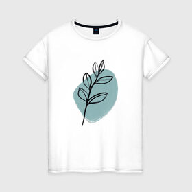 Женская футболка хлопок с принтом Ботаническая абстракция в Екатеринбурге, 100% хлопок | прямой крой, круглый вырез горловины, длина до линии бедер, слегка спущенное плечо | абстракция | минимализм | растение | растения | современное искусство