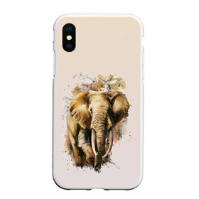 Чехол для iPhone XS Max матовый с принтом акварельный слон брызги в Екатеринбурге, Силикон | Область печати: задняя сторона чехла, без боковых панелей | акварель | акварельный | арт | бивни | брызги | животное | зверь | краска | природа | разводы | рисунок | хобот