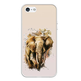 Чехол для iPhone 5/5S матовый с принтом акварельный слон брызги в Екатеринбурге, Силикон | Область печати: задняя сторона чехла, без боковых панелей | акварель | акварельный | арт | бивни | брызги | животное | зверь | краска | природа | разводы | рисунок | хобот