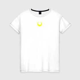 Женская футболка хлопок с принтом Sailor Moon в Екатеринбурге, 100% хлопок | прямой крой, круглый вырез горловины, длина до линии бедер, слегка спущенное плечо | sailor moon | кошка | луна | полумесяц | сейлор мун | сейлормун
