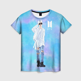 Женская футболка 3D с принтом BTS в Екатеринбурге, 100% полиэфир ( синтетическое хлопкоподобное полотно) | прямой крой, круглый вырез горловины, длина до линии бедер | bts | k pop | kpop | rm | аниме | бтс | ви | джей хоуп | джонгук | кпоп | сюга | чимин | чин | япония