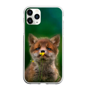 Чехол для iPhone 11 Pro Max матовый с принтом Лисенок нюхает цветок в Екатеринбурге, Силикон |  | fox | foxy | животное | звери | лиса | лисенок | лисичка | милая | рыжая | фокс