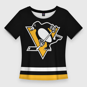 Женская футболка 3D Slim с принтом Питтсбург Пингвинз (Форма1) в Екатеринбурге,  |  | нхл | пингвины | питтсбург пингвинз | питтсбург пингвинз форма | хоккей