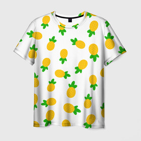 Мужская футболка 3D с принтом Ананасы  в Екатеринбурге, 100% полиэфир | прямой крой, круглый вырез горловины, длина до линии бедер | ананас | ананасы | фрукты | химии | яркий принт | яркое
