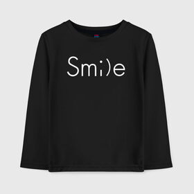 Детский лонгслив хлопок с принтом SMILE | УЛЫБКА в Екатеринбурге, 100% хлопок | круглый вырез горловины, полуприлегающий силуэт, длина до линии бедер | creative | minimalism | smile | креатив | креативная | минимал | минимализм | надпись | смайл | смайлик | текст | улыбка