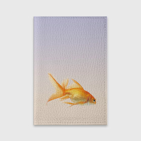 Обложка для паспорта матовая кожа с принтом золотая рыбка в Екатеринбурге, натуральная матовая кожа | размер 19,3 х 13,7 см; прозрачные пластиковые крепления | Тематика изображения на принте: аквариум | градиент | золотая рыбка | подводный мир | рыба | рыбешка | рыбка