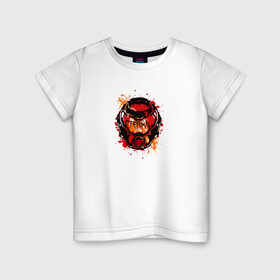 Детская футболка хлопок с принтом Doom Eternal в Екатеринбурге, 100% хлопок | круглый вырез горловины, полуприлегающий силуэт, длина до линии бедер | Тематика изображения на принте: doom eternal | брызги | герой | дум | думгай | игра | краска | маска | персонаж | шлем
