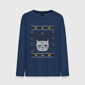 Мужской лонгслив хлопок с принтом Рождественский свитер с котом в Екатеринбурге, 100% хлопок |  | food | mandarins | mem | meme | new year | sweater | ugly | в слюнявчике | еда | жрать | жрац | кот | котяра | кушац | кушот | мем | мем с котом | мемы | неси | новый год | оливье | прикол | рождество | свитер | слюнявчик