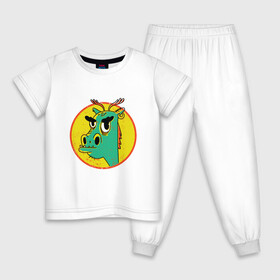 Детская пижама хлопок с принтом Зеленый дракон в стиле ретро в Екатеринбурге, 100% хлопок |  брюки и футболка прямого кроя, без карманов, на брюках мягкая резинка на поясе и по низу штанин
 | cartoon | cringe | crush | cute | dragon | fashion | hipster | merch | retro | vintage | винтаж | драго | дракон мерч | краш | кринж | мерч | милота | мультфильм | потертости | прикол | пятна | сережка | серьга | стиль | трещины | упоротый | 