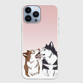 Чехол для iPhone 13 Pro Max с принтом Хаски играют в Екатеринбурге,  |  | акито | вместе | волк | волки | гав | друг | зевает | играют | кусь | лижет | облизывают | пара | пес | питомец | рисунок | собака | собачка | хаски