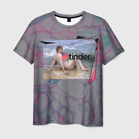 Мужская футболка 3D с принтом Tinder | Тиндер девушка в Екатеринбурге, 100% полиэфир | прямой крой, круглый вырез горловины, длина до линии бедер | геометрия | девушка | живопись | знакомства | искусство | картина | тиндер