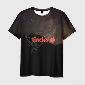 Мужская футболка 3D с принтом Tinder | Тиндер знакомство в Екатеринбурге, 100% полиэфир | прямой крой, круглый вырез горловины, длина до линии бедер | геометрия | закат | звезды | знакомства | тиндер