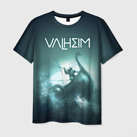 Мужская футболка 3D с принтом Valheim в Екатеринбурге, 100% полиэфир | прямой крой, круглый вырез горловины, длина до линии бедер | drakkar | valhalla | valheim | viking | vikings | валхэйм | вальгала | вальхала | вальхейм | викинг | викинги | драккар