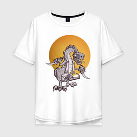 Мужская футболка хлопок Oversize с принтом Рептилоид в Екатеринбурге, 100% хлопок | свободный крой, круглый ворот, “спинка” длиннее передней части | иллюминаты | масоны | теория заговора | юмор | ящер