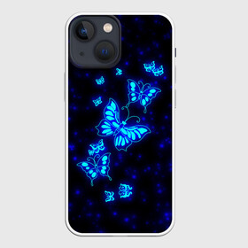 Чехол для iPhone 13 mini с принтом Неоновые бабочки в Екатеринбурге,  |  | butterfly | dream | fantasy | neon | space | stars | wings | бабочки | бабочки космос | блестящие | весна | вселенная | галактика | голубые бабочки | девочкам | девушкам | звезды | космические | космос | крыя | лето