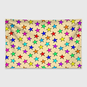 Флаг-баннер с принтом Детские звезды на песке в Екатеринбурге, 100% полиэстер | размер 67 х 109 см, плотность ткани — 95 г/м2; по краям флага есть четыре люверса для крепления | baby | colorfull | disco | kids | stars | девочкам | детские рисунки | детям | диско | звездочки | звезды | конфетти | лето | малыш | ночные | орнамент | песок | пляж | праздник | радужные | разноцветный узор