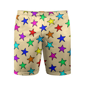 Мужские шорты спортивные с принтом Детские звезды на песке в Екатеринбурге,  |  | baby | colorfull | disco | kids | stars | девочкам | детские рисунки | детям | диско | звездочки | звезды | конфетти | лето | малыш | ночные | орнамент | песок | пляж | праздник | радужные | разноцветный узор