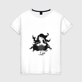 Женская футболка хлопок с принтом свободный дух в Екатеринбурге, 100% хлопок | прямой крой, круглый вырез горловины, длина до линии бедер, слегка спущенное плечо | ветка | девушка | минимализм | свобода | цветок