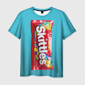 Мужская футболка 3D с принтом Skittles original в Екатеринбурге, 100% полиэфир | прямой крой, круглый вырез горловины, длина до линии бедер | original | skitls | skittles | оригинальные | ориджнл | скитлс | упаковка