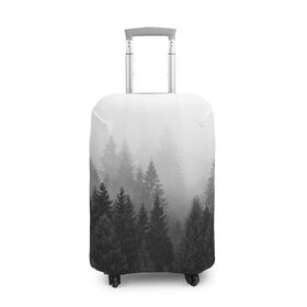 Чехол для чемодана 3D с принтом Туманный лес в Екатеринбурге, 86% полиэфир, 14% спандекс | двустороннее нанесение принта, прорези для ручек и колес | tegunvteg | деревья | лес | листья | природа | темный лес | туман | туманный лес