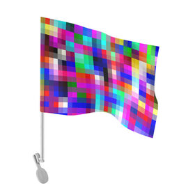 Флаг для автомобиля с принтом РАЗНОЦВЕТНЫЕ ПИКСЕЛИ / КУБЫ в Екатеринбурге, 100% полиэстер | Размер: 30*21 см | abstraction | cube | geometry | hexagon | neon | paints | stripes | texture | triangle | абстракция | брызги | геометрия | краски | кубы | неон | соты | текстура